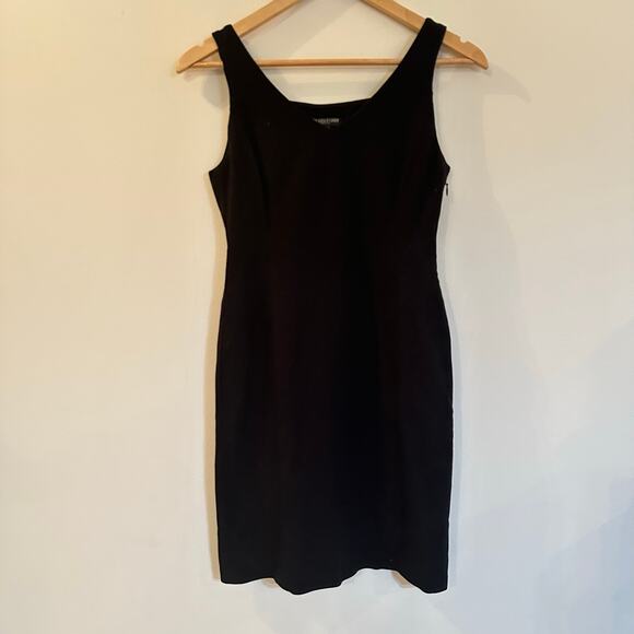 Eileen Fisher Black Ponte Knit V Neck Sheath Dress Sleeveless Sz PP - Picture 2 of 7
